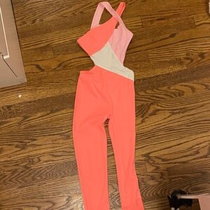 Pink and White Colorblock Jumpsuit